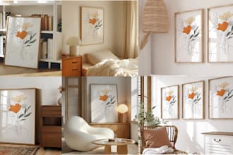 showcase your product photo image or wall art design into realistic frame mockup