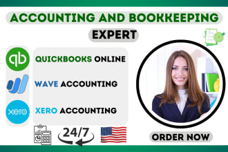 do setup, bookkeeping, cleanup in quickbooks online, wave, xero and excel