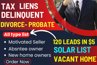 do tax delinquent liens solar probate divorce leads vacant land home list