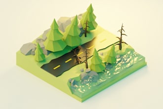 do low ploy 3d model illustration in blander for you