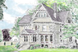 illustrate concept art of interiors and buildings