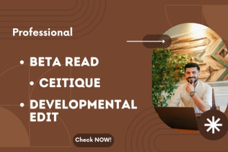 beta read, critique, developmental edit your manuscript, novel, fiction