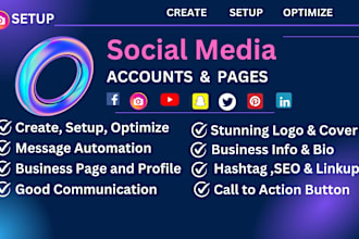 create social media accounts professionally  set up  and optimize business pages