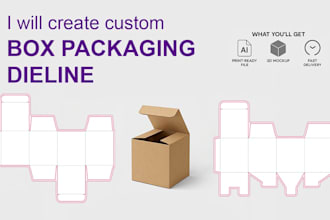create custom box packaging dieline for print ready designs