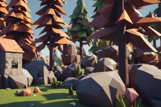 make 3d low poly models for your unreal and unity game