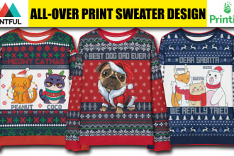 create ugly christmas sweater and all over sweatshirt design