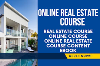 create real estate course, online real estate course, course content, ebook