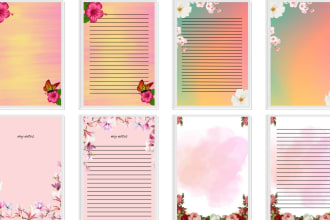 design beautiful lined and unlined printable stationary