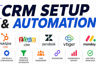 set up hubspot, zoho, zendesk, vtiger and monday CRM