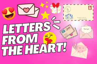 write you a heartfelt thank you, love, apology, friendship or farewell letter