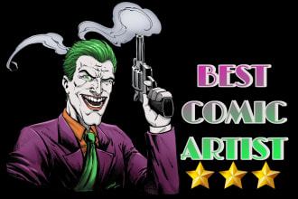 draw amazing comic or manga, logo, cover page graphic novel fan art illustration