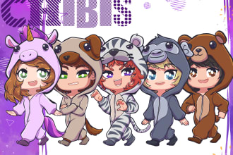 full body chibi art illustration