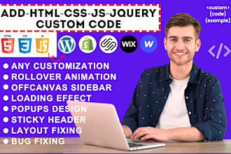 add custom HTML, CSS, and js code to squarespace, shopify and wordpress website