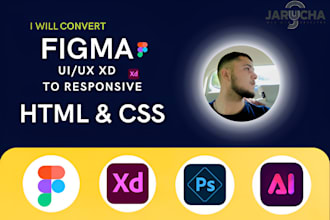 convert your figma, xd designs into responsive html css website