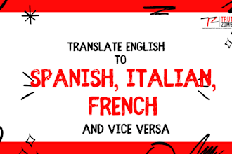 translate english to spanish, italian, french and vice versa