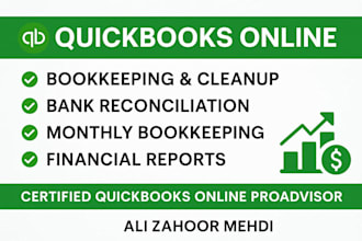 do quickbooks online bookkeeping, cleanup, and bank reconciliation