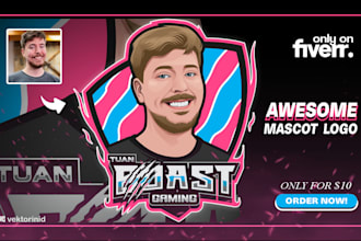 create an awesome mascot logo for gamers and streamers
