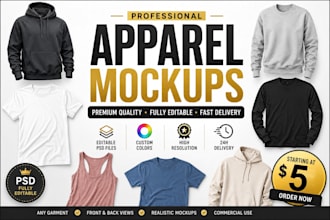 design realistic custom mockup of clothing apparel product