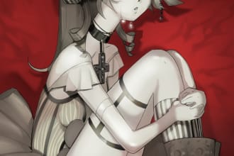 illustrate anime, manga, comic, line art, retro, vintage
