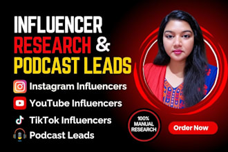 find instagram, youtube, podcast, and tiktok influencer email lists