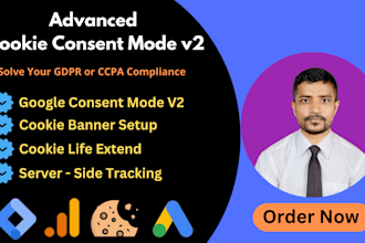 setup cookie consent banner v2 via google tag manager