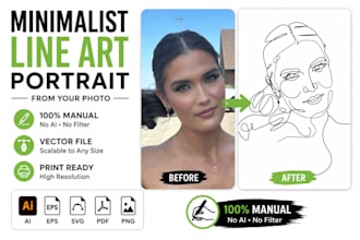 draw minimalist line art portrait from your photo
