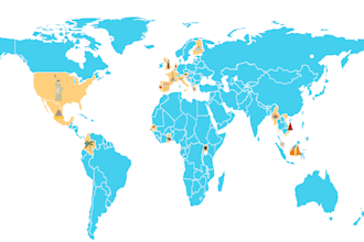 draw a custom illustrated map of the country, city, event