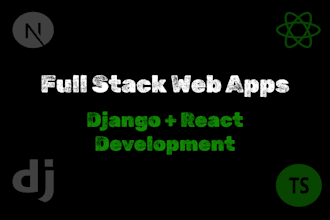 develop custom full stack website or web app with react js and python django