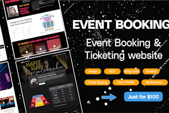 create online event ticket website, or event booking website