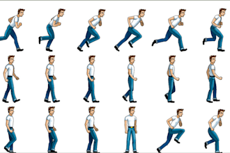 do 2d sprite sheet pixel art character for your game asset, 2d art background
