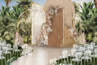 draw event sketch, wedding venue illustration, wedding flower decor