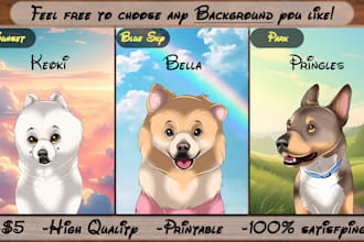 draw your dog and cat into disney style cartoon