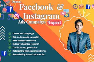 setup and manage facebook ads and instagram ads campaign meta ads manager