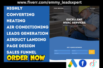 generate hvac leads airduct sales funnel air conditioning landing page