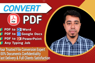 convert PDF to word, google docs, powerpoint, typing services