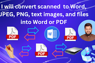 convert scanned pdf to word,jpeg,png,text image,  files