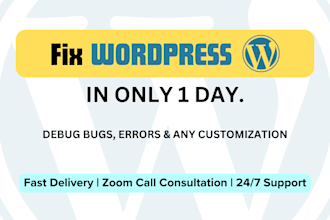 fix wordpress site issue within 1 day