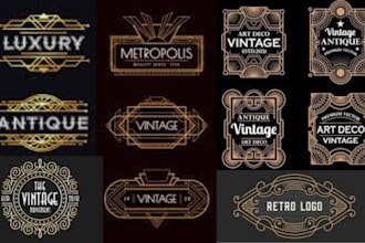 design modern luxury line art gatsby deco style logo retro vintage