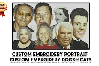 custom embroidery portrait dogs,cats,pets services