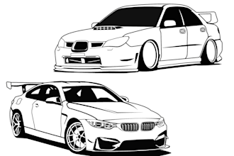 design car vector silhouette line art