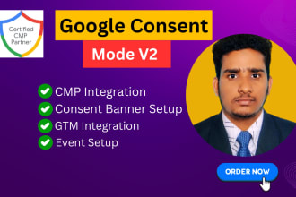 setup gdpr cookie consent banner v2 google consent banner mode v2 via GTM