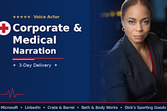 record corporate, medical and industrial or medical scripts