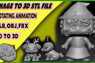 convert 2d pokemon cartoon character image to 3d printable stl file, glb