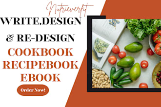 design, redesign and write recipes for cookbook, ebook on canva