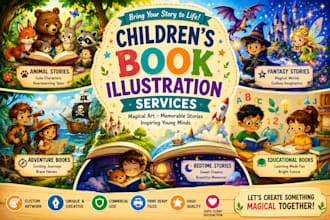 design 3d children book illustration and children story book illustration