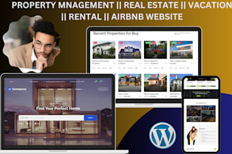 do property management website, real estate vacation rental website on wordpress