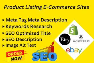 do shopify, etsy, ebay, and wordpress SEO product listings and descriptions