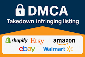 dmca takedown to remove copied product listings from walmart,etsy,ebay, shopify