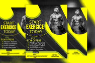 creat sports flyer, gym flyer, and fitness flyer