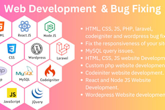 do PHP, laravel, codeigniter and wordpress website development and bug fixing